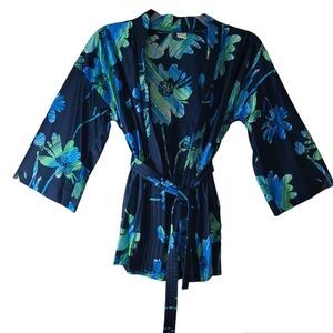 Vtg 70s Jantzen Swim Cover-Up Size M Short Belted Big Floral Flower Power